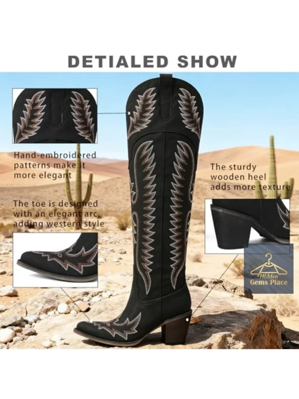 Over the Knee Cowgirl Boots Women Thigh High Western Pointed Toe PU